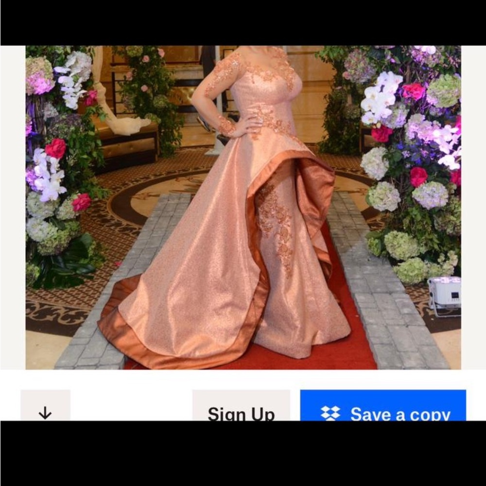Beautiful rose gold custom made dress fits size 6/8
